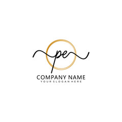 PE initial Handwriting logo vector templates