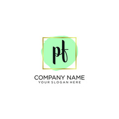 PF initial Handwriting logo vector templates