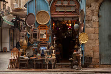 Lamp or Lantern Shop in the Khan El Khalili market in Islamic Cairo - obrazy, fototapety, plakaty
