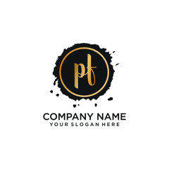 PF initial Handwriting logo vector templates