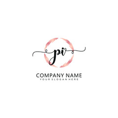 PI initial Handwriting logo vector templates