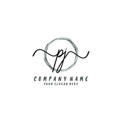 PJ initial Handwriting logo vector templates