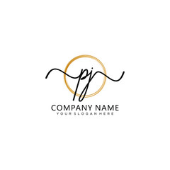 PJ initial Handwriting logo vector templates