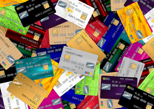 Credit cards piled up in large quantities