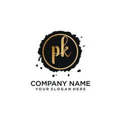 PK initial Handwriting logo vector templates