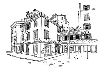 Vector sketch of architecture of Rovinj, Croatia.