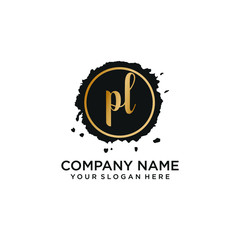 PL initial Handwriting logo vector template