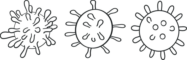 Covona virus Covid-19 sign hand drawn Sars-Cov-2 vector flu molecule illustration 