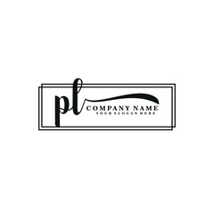 PL initial Handwriting logo vector template