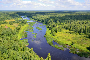 Obraz premium Beautiful bird's eye view of the river