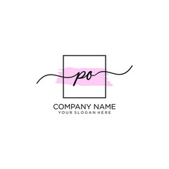 PO initial Handwriting logo vector template