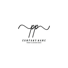 PP initial Handwriting logo vector template