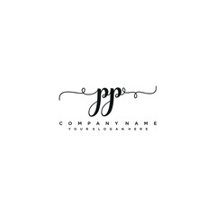 PP initial Handwriting logo vector template