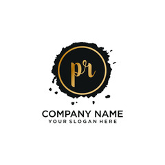 PR initial Handwriting logo vector template