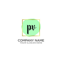 PV initial Handwriting logo vector template