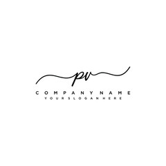 PV initial Handwriting logo vector template