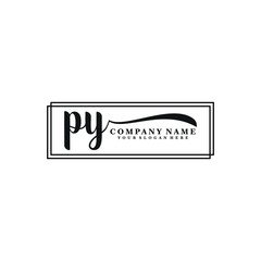 PY initial Handwriting logo vector template