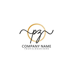 PZ initial Handwriting logo vector template