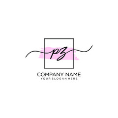 PZ initial Handwriting logo vector template