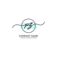 PZ initial Handwriting logo vector template