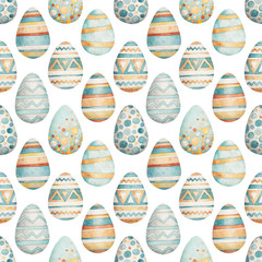 Easter pattern in watercolor style. Beautiful seamless pattern with easter. Can be used for printed products: wallpaper, wrapping paper, napkins, cards, stickers, printing on fabrics.