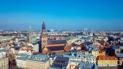 Fototapeta na wymiar Beautiful Red Roofs of the Riga Old Town, Latvia