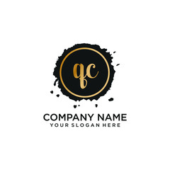 QC initial Handwriting logo vector template