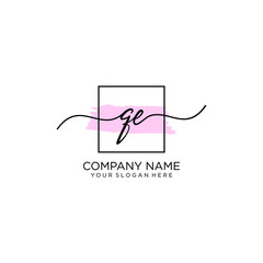 QE initial Handwriting logo vector template