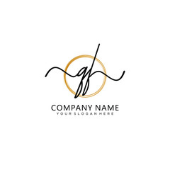 QF initial Handwriting logo vector template