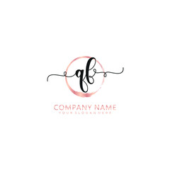 QF initial Handwriting logo vector template
