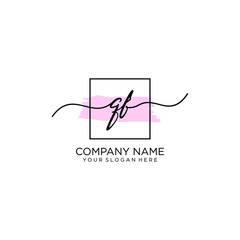 QF initial Handwriting logo vector template