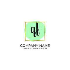 QF initial Handwriting logo vector template