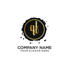 QF initial Handwriting logo vector template