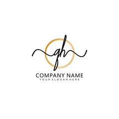 QH initial Handwriting logo vector template