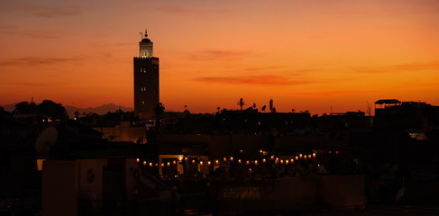 Fototapeta na wymiar Marrakech landscape by night