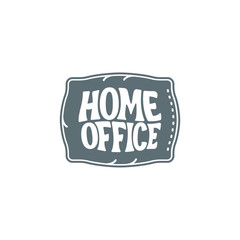Illustration of a cozy home pillow with a call to work at home. Warning symbol about quarantine. Isolated vector on a white background.
