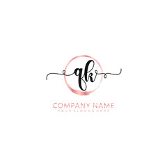 QK initial Handwriting logo vector template