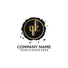 QK initial Handwriting logo vector template
