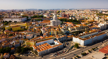 Fototapeta premium Aerial view of Lisbon with Church of Santa Engracia