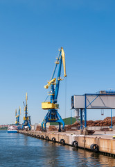 Harbor cranes in a row