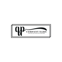 QP initial Handwriting logo vector template