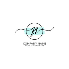 QR initial Handwriting logo vector template