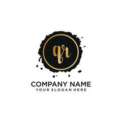 QR initial Handwriting logo vector template