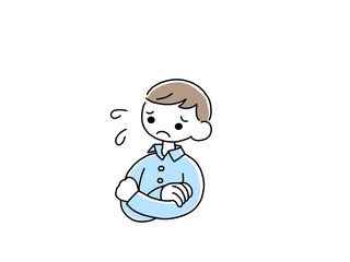 イラスト  男性    汗 困る ポーズ 左向き