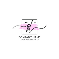 QT initial Handwriting logo vector template