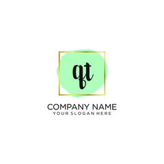 QT initial Handwriting logo vector template
