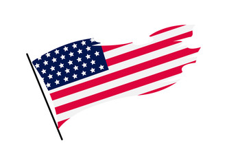 Waving flag of the United States of America. Illustration of wavy American Flag. National symbol, American flag on white background - vector illustration