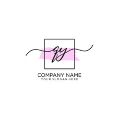 QY initial Handwriting logo vector template