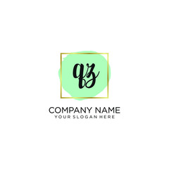 QZ initial Handwriting logo vector template