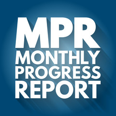 Fototapeta na wymiar MPR - Monthly Progress Report acronym, business concept background